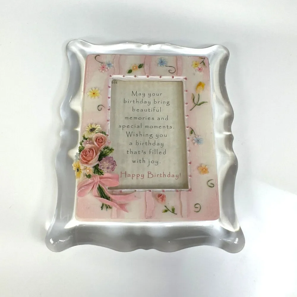 Vintage Happy Birthday Framed Sentiment Acrylic Poem Frame 4.5